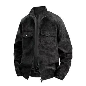 Chaqueta de Cuero Negra para Hombre, Manga Larga, Resistente al Viento, Estilo Otoñal, para Motocicleta - Product Image 1