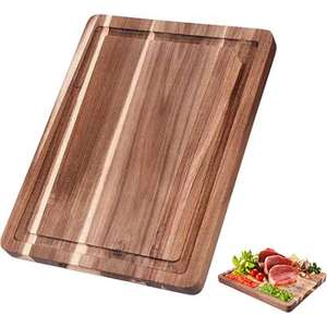Planche à découper en bois, planche en bois naturel avec poignée en noyer, pour la préparation des aliments, plateau décoratif pour la cuisine - Product Image 1