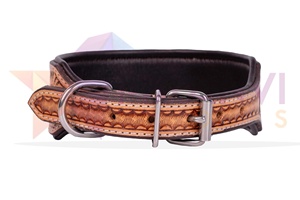 Colliers de chien en cuir de concepteur occidental à forte demande usinés à la main sculpté exportateur indien caractéristiques rivet solide produit le plus recherché - Product Image 4