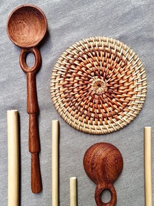 Handcrafted Wooden Spoon Set Curved Handle Serving Spoon <b>Soup</b> Spoon Kitchen Cooking Utensils - Product Image 2