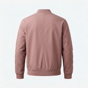 Blouson bomber uni pour homme, col montant, fermeture éclair intégrale, style décontracté, streetwear, séchage rapide, respirant, matière polyester, hiver - Product Image 3