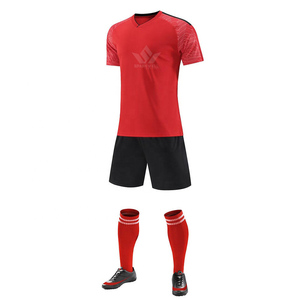 Ensemble de maillot de football personnalisé pour hommes, blanc et noir, col en V géométrique, manches courtes, polyester, évacuation de l'humidité, ensemble de football pour équipe adulte - Product Image 5