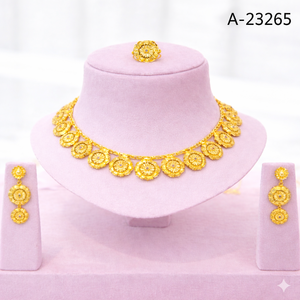 ชุดเครื่องประดับ MOLL JEWELLERS ดีไซน์อินเดียลายดอกไม้ ทำจากโลหะผสมสังกะสี ชุบทอง 14K ประดับเพชรซิร์คอน สร้อยคอพร้อมต่างหู สำหรับผู้หญิง เหมาะสำหรับงานหมั้น งานแต่งงาน หรือเป็นของขวัญ - Product Image 1