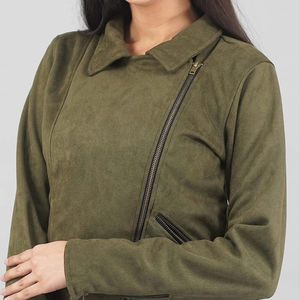 Chaqueta de Cuero de Gamuza Genuina con Cierre y Logotipo Personalizado para Mujer, Diseño Nuevo, Chaquetas de Cuero de Gamuza para Mujer - Product Image 5