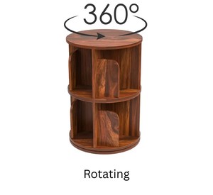 Wholesale 360 Degree Rotating Solid Wood Bookshelf 2-Tier Tabletop Book Organizer Desk <b>Bookcase</b> | Pindel Handicraft - Product Image 4