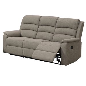 Divano Reclinabile Moderno in Tessuto Marrone Chiaro, Poltrona in Tessuto di Iuta con Movimento Manuale per Arredamento Soggiorno - Product Image 2