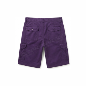 Shorts cargo en toile 100 % coton pour homme, style streetwear, multi-poches, couleur unie, logo brodé, effet vieilli, écologique, séchage rapide - Product Image 2