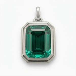 Ami Jewels - Lujoso Colgante Solitario de Diamante Cultivado en Laboratorio con Corte Esmeralda de 8 Quilates, Platino PT950, Certificado IGI, Joyería Minimalista para Boda - Product Image 1