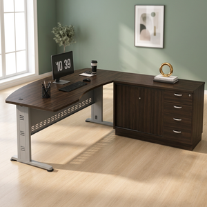 Escritorio Ejecutivo Comercial Moderno con Laminado de Melamina, Gabinete de Almacenamiento con 4 Cajones, Independiente, para Uso en Oficina en Casa, Sistema de Oficina AY - Product Image 1