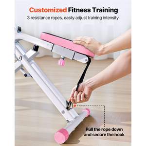Máquina de Ejercicio Rosa para el Hogar Modelo D0100XFE3RW, 3 Bandas de Resistencia de Alta Resistencia, Fácil de Instalar, Equipo de Ejercicio Plegable, Sentadillas Profundas - Product Image 5