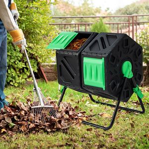 Compostiera da Giardino a Doppia Camera con Porte Scorrevoli e Aeratori per Compostaggio Efficiente - Product Image 2