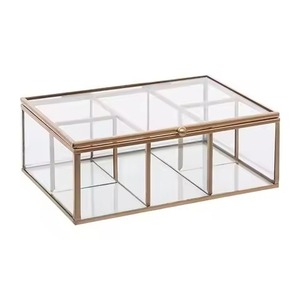 Stylish Metal Glass Jewelry Box Organizer <b>Storage</b> for Rings Earrings Necklace <b>Dressing</b> <b>Table</b> Use - Product Image 4