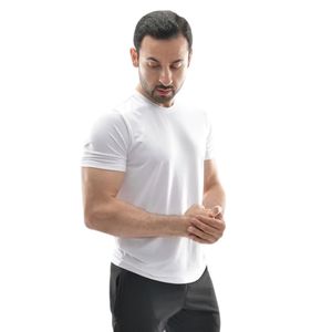 T-shirt blanc à manches courtes et col rond pour homme, haut de sport décontracté et léger pour l'entraînement et la gym - Product Image 3