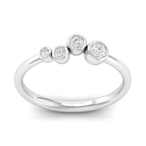 Anillo Minimalista con Diamante Cultivado en Laboratorio de Corte Redondo Graduado, Engastado en Bisel, en Oro de 10K, 14K, 18K, Plata 925, 935, Joyería Fina - Product Image 2