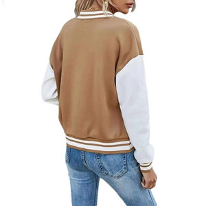 High Quality Women's Wool Crop Varsity Jacket Custom Logo Breathable Private Label Winter <b>Coat</b> Long Printed Fabric OEM Service - Product Image 5