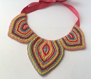 CRYSTAL CRAFT African Women Party Seed <b>Beads</b> Beaded Chain Statement Bib Necklace and Earring Jewelry <b>Set</b> - Product Image 6