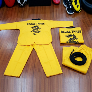 Uniforme de Taekwondo Regal Three Amarillo, 100% Algodón, Trajes de Taekwondo, Ropa de Boxeo, Uniformes de Entrenamiento Unisex - Product Image 2