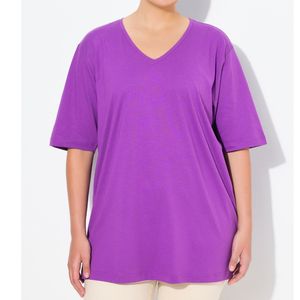 Camiseta Modal Personalizada para Mujer, Cuello en V, Talla Grande, Manga Corta, Informal, Verano, Fabricante de Ropa al por Mayor OEM ODM, Logotipo Personalizado - Product Image 3