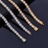 Collier Hip Hop Léger pour Homme en Argent 925 avec Diamants Moissanite et Maillons Coussin Givrés, Bijou de Luxe Streetwear, Idéal Cadeau