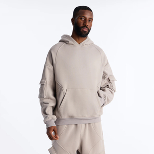 Nouvelle Arrivée Sweat à Capuche Homme Automne 100% Coton Molletonné Pull Oversize Couleur Unie Style Décontracté Haute Qualité Poches Personnalisées - Product Image 1