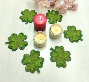 Handmade Beaded Shamrock <b>Drinking</b> <b>Straw</b> Green Fabric Reusable Eco-Friendly Luxury Bar Accessory 4 Inch Size Home Restaurant Use - Product Image 1