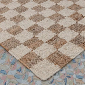 Alfombra Abstracta de Yute Natural Hecha a Mano |   Alfombra Tejida a Mano Ecológica y Antibacteriana, Apta para Mascotas, para Sala de Estar, Dormitorio y Hogar - Product Image 2