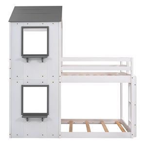 Letto a Castello in Legno Bianco con Finestra sul Tetto, Ringhiera di Sicurezza e Scala per Bambini (SKU PRECEDENTE LP000056AAK) - Product Image 3