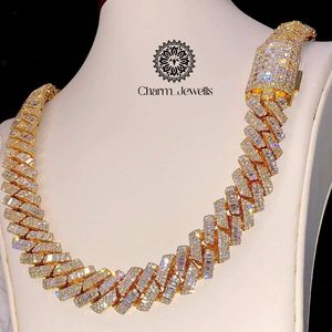 Charm_Jewells Unisex Moissanite <b>Statement</b> <b>Necklace</b> Brilliant Cut Geometric 14K Gold Plated Silver Luxury IGI Certified Hip Hop - Product Image 4