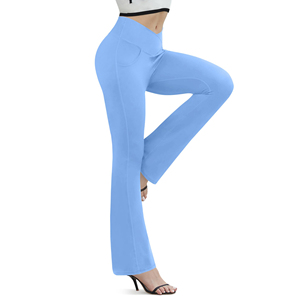 Women Flare <b>Leggings</b> Mid Waisted Crossover Yoga Pants Bootcut Gym Tights Workout Trousers Athletic <b>Flared</b> <b>Legging</b> - Product Image 5