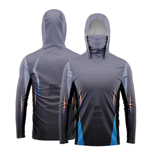 Chemise de pêche à capuche UPF 50, séchage rapide, respirante, polyester, manches longues, protection UV, vêtements de plein air - Product Image 1