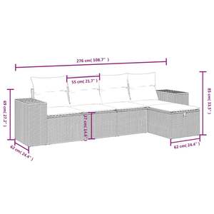 Conjunto de Sofá Grande para Jardín en Poliratán Negro con Estructura de Acero con Recubrimiento en Polvo - Product Image 4