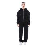 Ensemble de survêtement tendance pour femme, deux pièces, à capuche, uni, avec fermeture éclair, style streetwear, pour l'hiver, fabriqué au Pakistan, prix de gros OEM