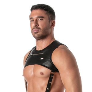 Harnais de poitrine en néoprène élastique noir pour homme, harnais de poitrine sexy avec poche - Product Image 6