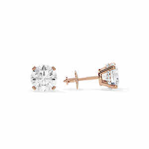 Pendientes de Diamantes Naturales de Corte Brillante Redondo, Chapados en Oro Rosa de 18K, Unisex, de Lujo, para Compromiso - Product Image 1