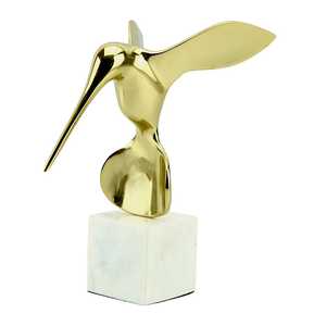 26cm H X 23cm W X 18cm L Aluminium Abstract Gold Bird Sculpture Handmade Eco-Friendly Contemporary Art Figurine Tabletop Baptism - Product Image 3