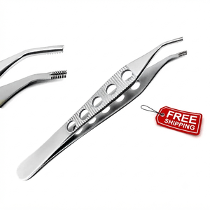 Pinzas Adson Brown Dentales Curvas con Orificios, Portaagujas Quirúrgico para Dedo Pulgar, Juego de Instrumentos de Acero Inoxidable CE Manual - Product Image 3