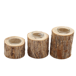 Décoration d'intérieur élégante, porte-bougie en bois massif, couleur naturelle, porte-bougie en bois DIY, accessoires décoratifs artisanaux - Product Image 1
