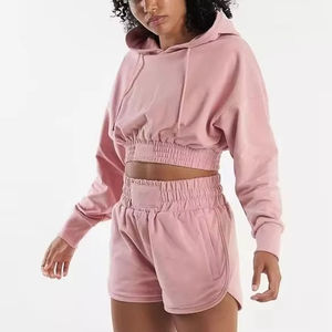 Ensemble de 2 pièces pour femmes, sweat à capuche et short, ensembles assortis, ensemble de jogging pour femmes au prix le plus bas, respirant, prix avantageux, OEM - Product Image 1