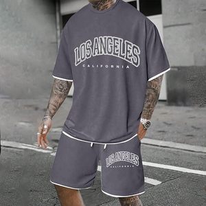 Conjuntos de Camisetas con Estampado Gráfico para Hombre, Conjuntos de 2 Piezas, Conjuntos Cortos para Hombre, Chándal Oversize, Moda de Playa, Conjuntos Deportivos Casuales de Verano - Product Image 2