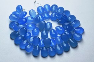 Natural Sky <b>Blue</b> Chalcedony Smooth Pear Shape Gemstone Beads Strand for Jewelry Making <b>Necklace</b> Earrings Wholesale - Product Image 2