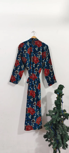 Robe Kimono Longue en Coton Imprimé à Col en V Séchage Rapide Légère pour Demoiselle d'Honneur Printemps-Été Vêtement de Nuit - Product Image 4