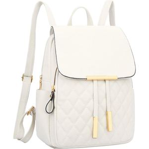Mochila de Lona Crema con Estampado en Relieve Personalizado, Detalles en Cuero Genuino Marrón, Diseño Minimalista, Uso Diario, 80 Gramos - Product Image 3
