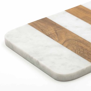 Planche à découper en marbre et bois, accessoire de cuisine élégant à double matériau, parfait pour la préparation des aliments, le service et l'utilisation quotidienne en cuisine - Product Image 5