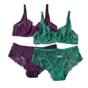 Ensemble soutien-gorge sexy en dentelle florale sans bretelles pour femme, avec bonnets 3/4 ultra-fins, sans rembourrage, à armatures et effet push-up - Product Image 2