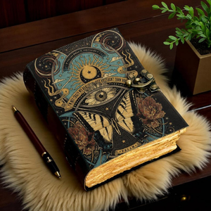 Carnet en cuir personnalisé Papillon Céleste, Journal Spirituel Soleil et Lune, Style Dark Academia, Cadeau - Product Image 4
