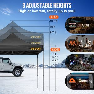 Gazebo Pieghevole 3x3 Metri con Pareti Laterali Rimovibili, Borsa con Ruote, Resistente ai Raggi UV, Impermeabile e Isolante per Esterni e Patio - Product Image 4