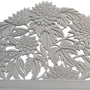 Cabecero de Cama Queen Size de Madera Tallada a Mano con Diseño de Girasol de Media Luna, Acabado Gris, Muebles de Dormitorio de Madera Sintética - Product Image 5