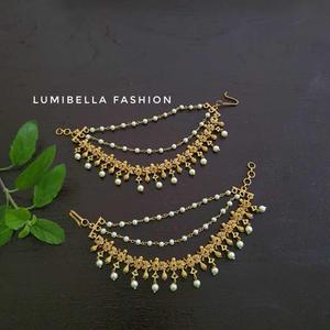 Fashion Drop Earrings with Pearl Flower Ear Chain - Product Image 1
