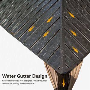 10 'x 12' marrone scuro telaio in alluminio padiglione in acciaio zincato tetto Pergola permanente giardino per cortili feste in metallo - Product Image 3