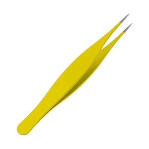Pince à épiler professionnelle jaune en acier inoxydable de haute qualité, anti-statique, pour sourcils et cils, outils de beauté 2026 - Product Image 1